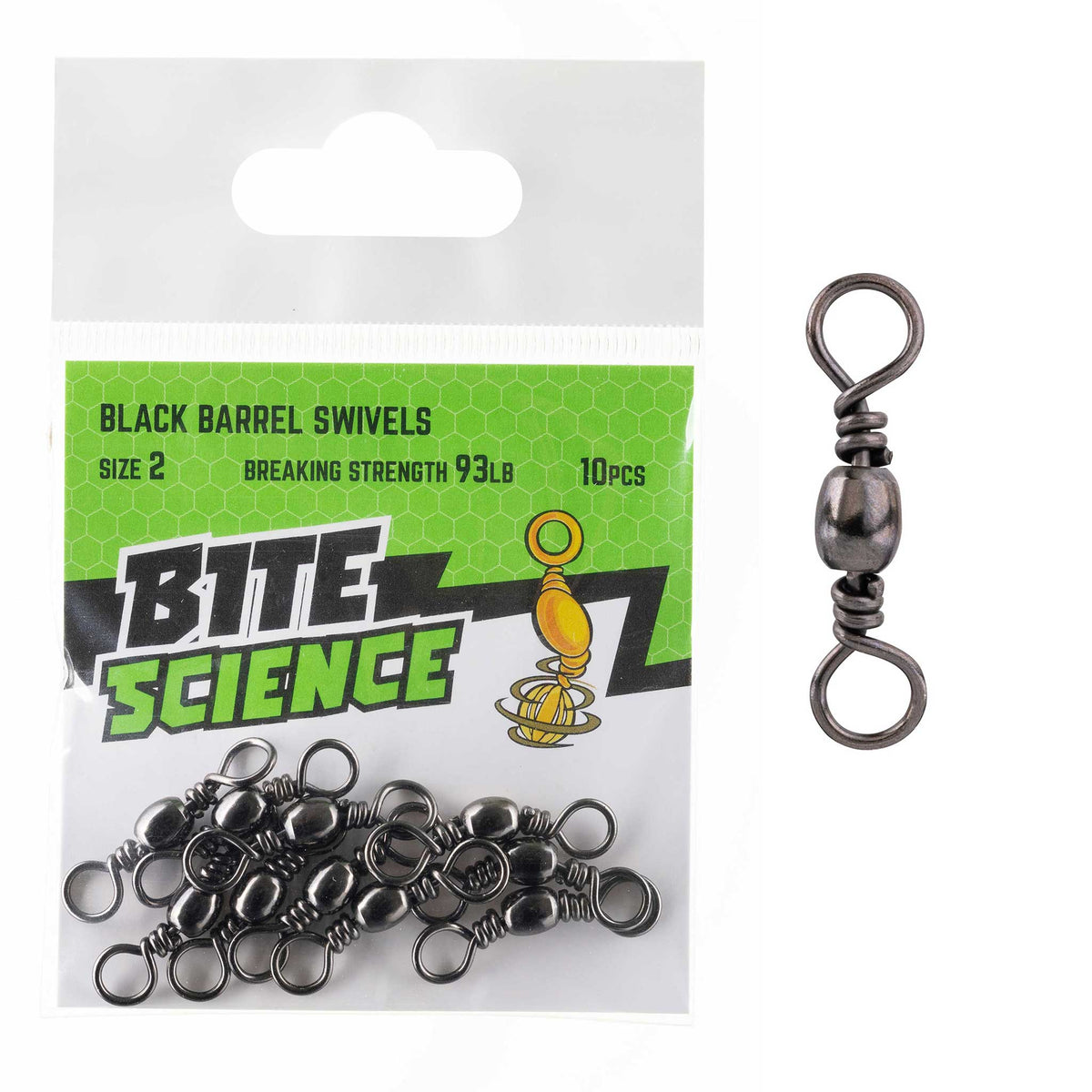 30 Pack of Size 6 Jarvis Walker Black Barrel Swivels With Snaps